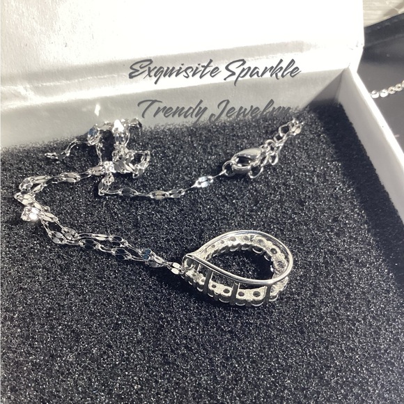 💋Sterling Silver  CZ Diamond Infinity Waterdrop Necklace - Picture 10 of 14